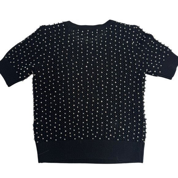 Alice + Olivia Black Embellished Short-Sleeve Wool Sweater – XS - Picture 2 of 5